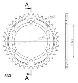 Couronne acier 38 dents Pas 530 Suzuki TL1000 S (1997 à 2000) – Supersprox CG60338