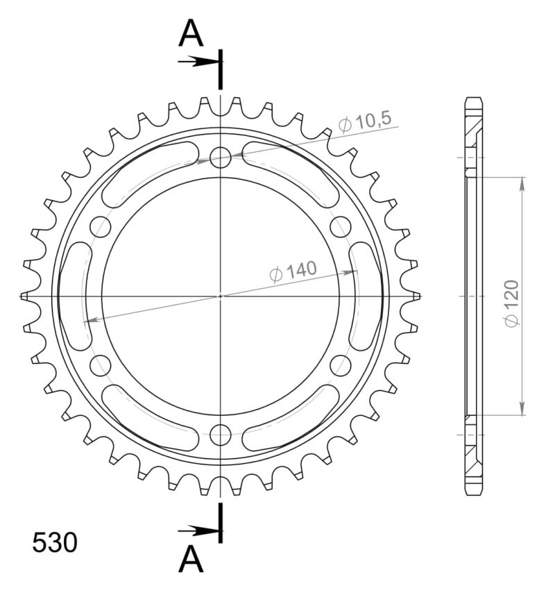 Couronne acier 38 dents Pas 530 Suzuki TL1000 S (1997 à 2000) – Supersprox CG60338