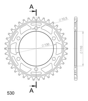 Couronne acier Yamaha XJR1300 2007–2017 – Supersprox CC81338 – Pas 530 – 38 dents