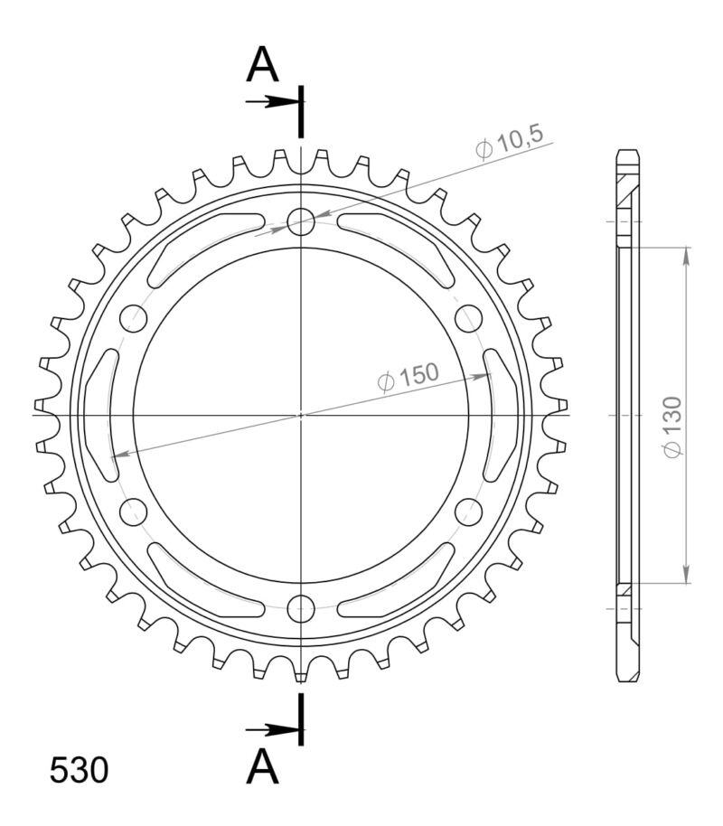 Couronne acier 530 Yamaha FJ1200 1991-1995 / XJR1300 2002-2003 / YZF750 1993-1997 – Supersprox CC80139
