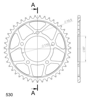 Couronne acier 43 dents Suzuki RF600 1993 à 1995 – Supersprox CE60143