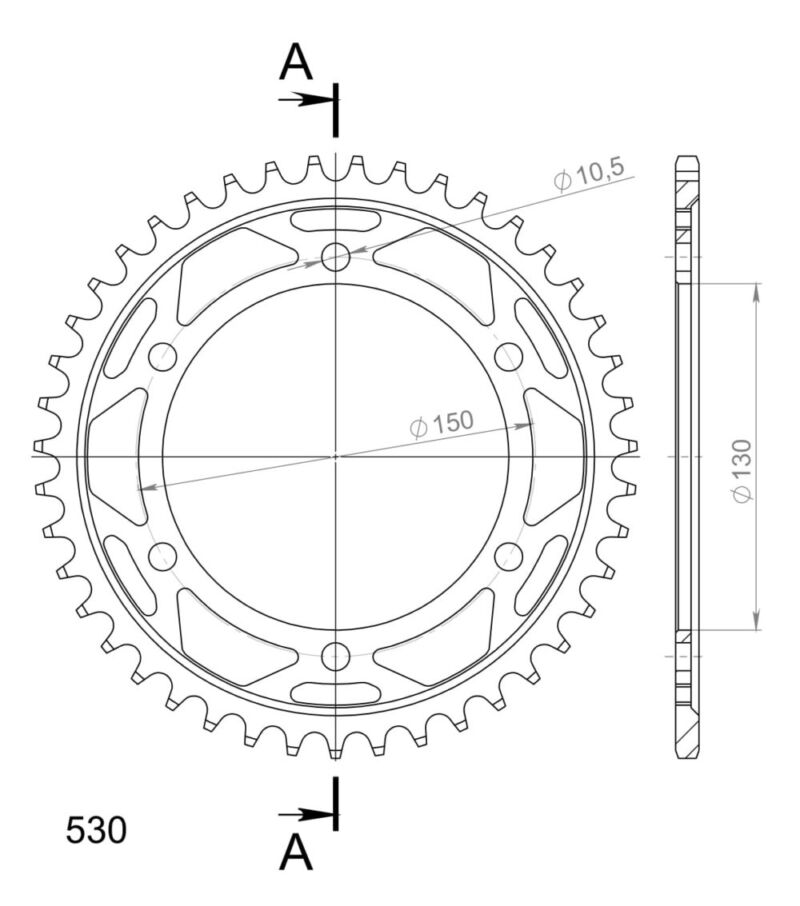 Couronne acier Yamaha YZF750 R 530 4HN (1993–1997) – Supersprox CC80143