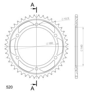 Couronne acier Kawasaki ZZR1100 (1995–2001) – Supersprox CG70144 – 44 dents – Pas 530