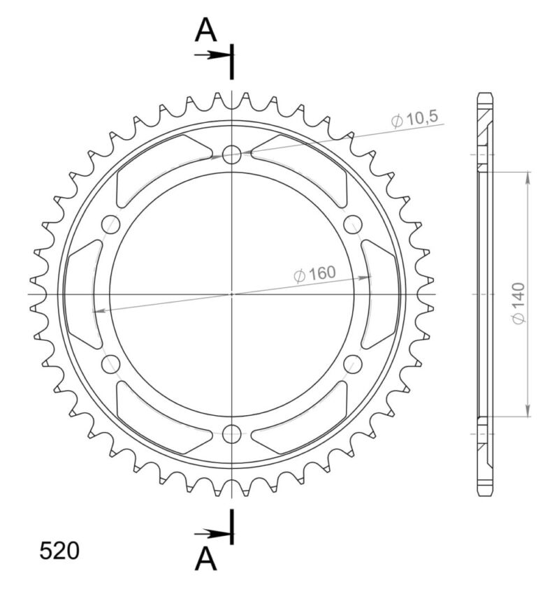 Couronne acier Kawasaki ZZR1100 (1995–2001) – Supersprox CG70144 – 44 dents – Pas 530