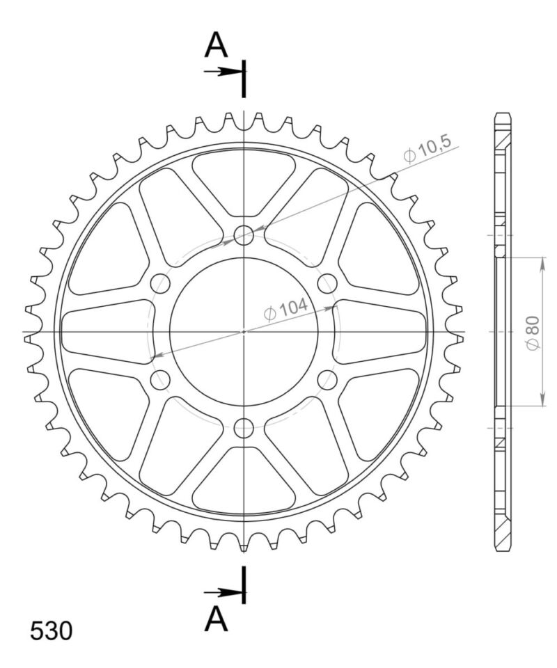 Couronne acier 45 dents Kawasaki ZXR750 1991-1992 – Supersprox CG60445