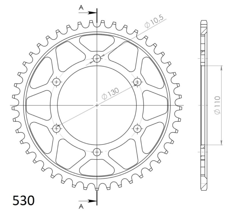 Couronne acier 530 – Yamaha FZ1/Fazer RN16, YZF-R1 RN11–RN19, MUZ 1000 SF/SFs/ST (2004-2015) – Supersprox CC81345