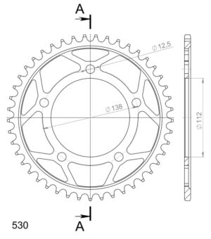 Couronne acier 530 - 45 dents - Supersprox CA50845