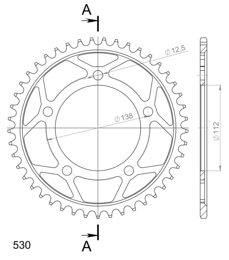 Couronne acier 530 - 45 dents - Supersprox CA50845
