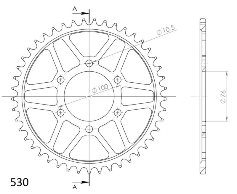 Couronne acier 530 45 dents Suzuki GSF1200 Bandit 1995–2005 – Supersprox CE90245