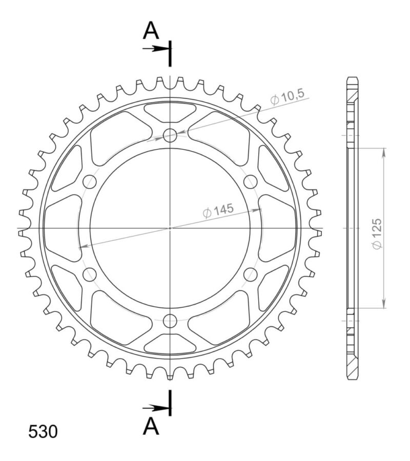 Couronne acier 45 dents Pas 530 Yamaha FZR600 3HE 3RG 3RH 1992-1993 Supersprox CC60145