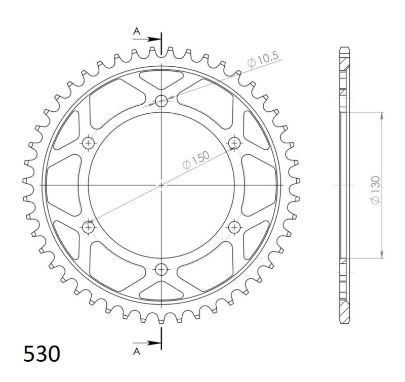 Couronne acier 47 dents Yamaha FZR1000 / FZR600 / GTS1000 / YZF Thunderace / YZF600 (1989–2006) – Supersprox CC80147