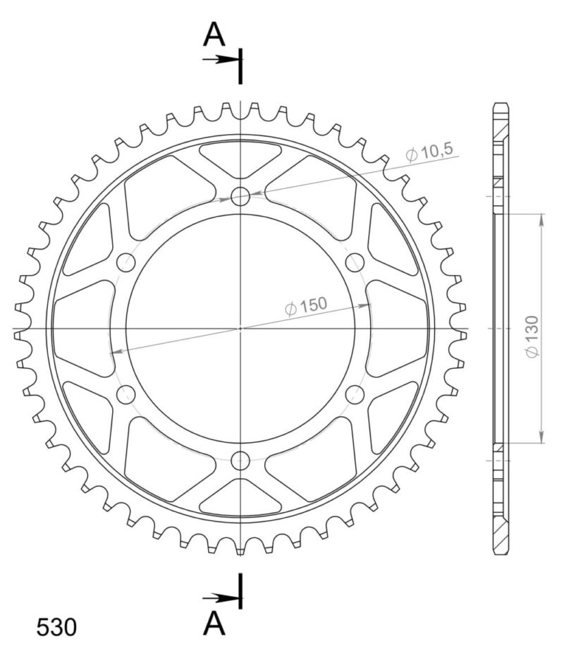 Couronne acier Pas 530 – 49 dents – Supersprox CC80149