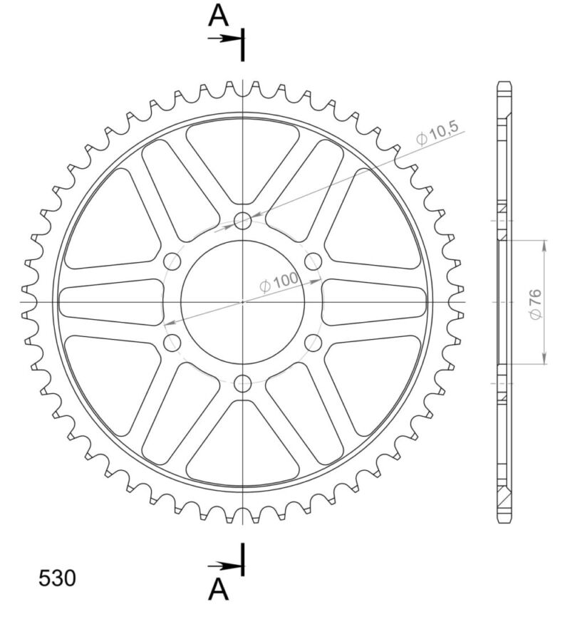 Couronne acier 52 dents Suzuki GSX1100 F 1987-1996 – Supersprox CE90252
