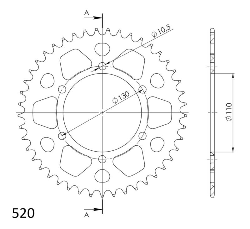 Couronne aluminium 45 dents Pas 486 – Supersprox pour Yamaha R6 R1 / Suzuki GSX-R / MUZ 1000 (2004-2023)
