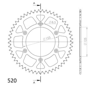 Couronne aluminium 52 dents Honda CR125 R 2000–2007 – Supersprox AB212X52