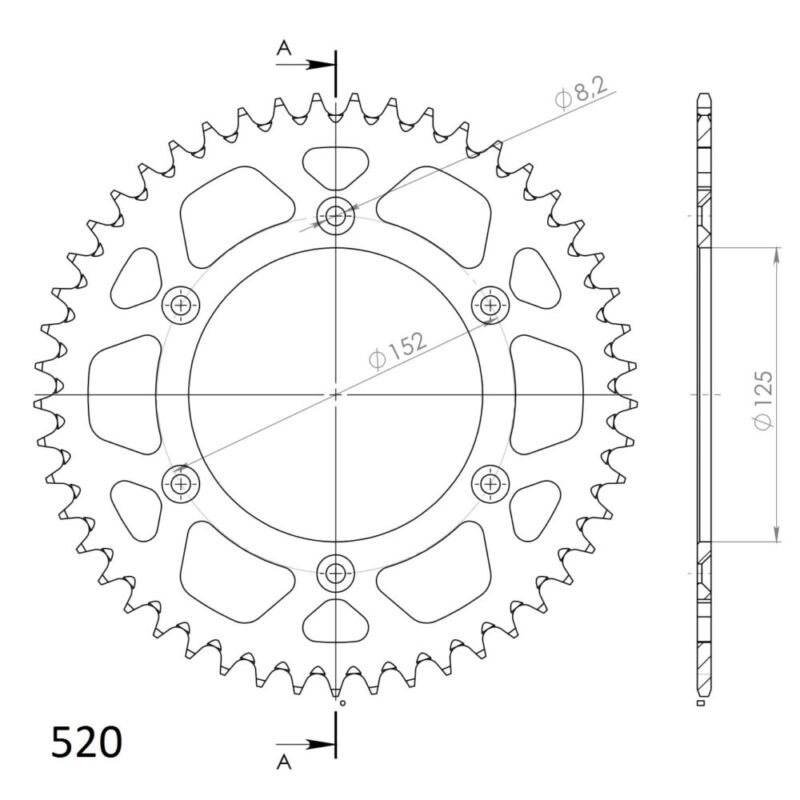 Couronne aluminium 49 dents Supersprox RAL-8000:49 – KTM, Husqvarna, Honda