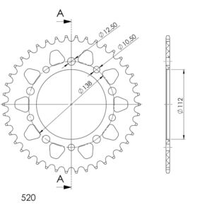 Couronne aluminium 42 dents Honda CB600F Hornet / CBF600 / CBR900 / VT750 (1996–2013) – Supersprox AB509X42