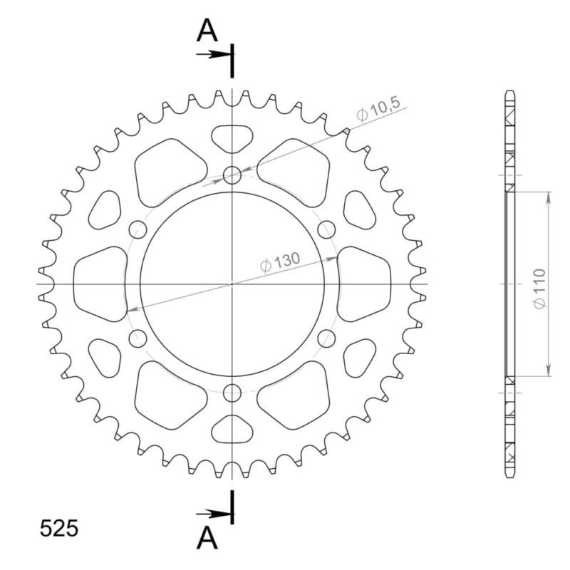 Couronne aluminium 44 dents Kawasaki EL250, GPX250, Suzuki GSX-S 1000 (1988–2023) – Supersprox AD812X44