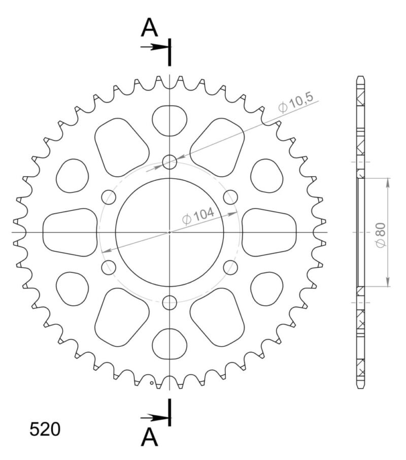 Couronne aluminium 44 dents Kawasaki ZX-9R 900 1994-1997 ZXR750 1993-1995 – Supersprox AH403X44