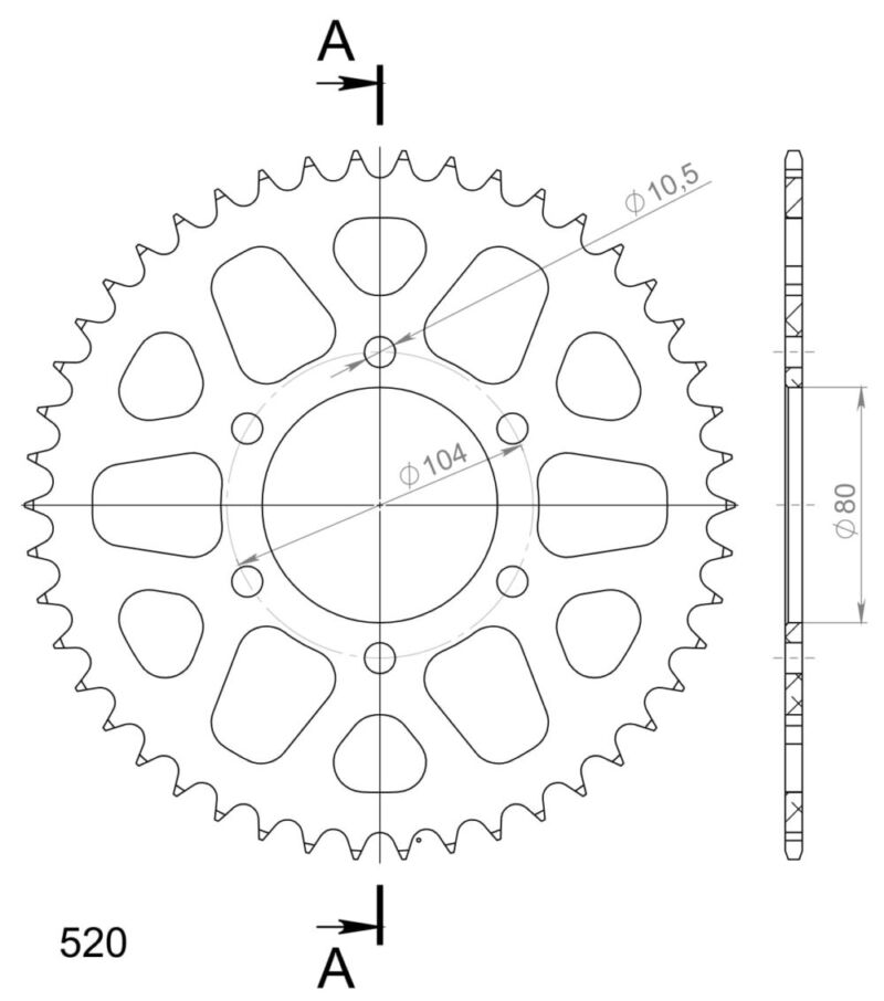 Couronne aluminium 46 dents – CF CL-X / GT / MT / NK, Kawasaki ER-6 / Ninja 650 / Vulcan S (2006–2023) – Supersprox AH403X46