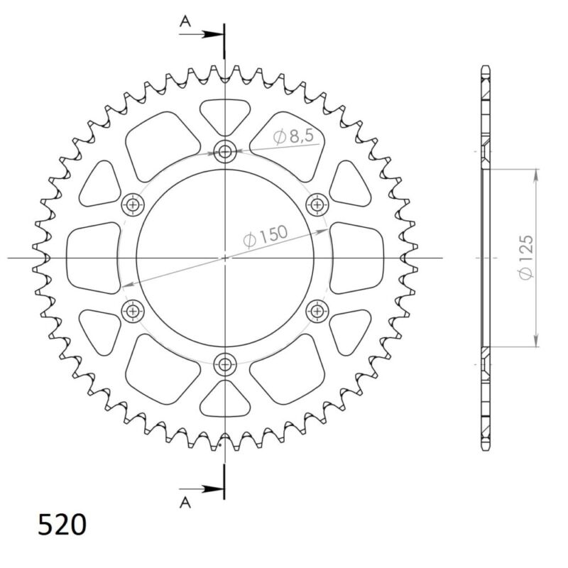 Couronne aluminium 48 dents – Husaberg FC450 FC (2004-2006), KTM SX/EXC, Husqvarna FC/TC – Supersprox AP304X48