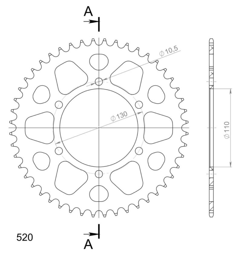 Couronne aluminium 48 dents Yamaha YZF600 R6 2003-2005 – Supersprox AD812X48
