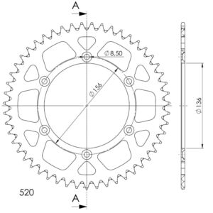 Couronne aluminium 49 dents pas 520 – Gas Gas EC250 (1996-2020), Sherco SE/SEF, Rieju MR250, Suzuki DR-Z 250 – Supersprox AF206X49