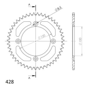 Couronne aluminium 47 dents – Suzuki RM85 2002-2024 / Yamaha YZ80 1993-2001 – Supersprox AF104X47