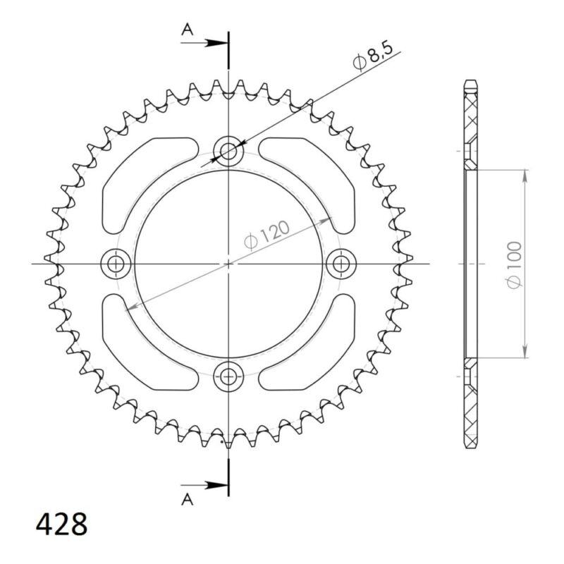 Couronne aluminium 47 dents – Suzuki RM85 2002-2024 / Yamaha YZ80 1993-2001 – Supersprox AF104X47