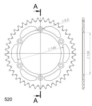 Couronne aluminium 41 dents Suzuki DR-Z 400 SM 2005 à 2010 – Supersprox AF203X41