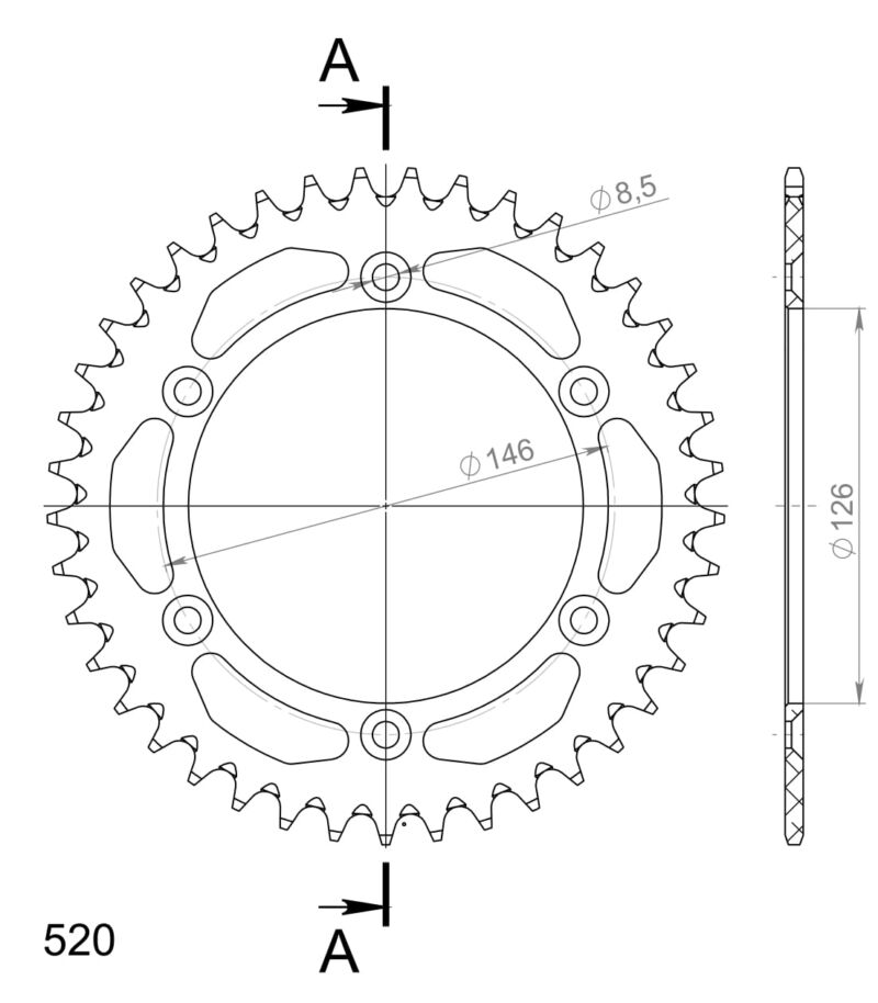 Couronne aluminium 41 dents Suzuki DR-Z 400 SM 2005 à 2010 – Supersprox AF203X41