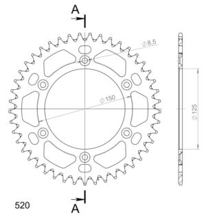 Couronne aluminium 520 – 45 dents pour Husqvarna FS 450 2016-2022 / KTM – Supersprox AP304X45