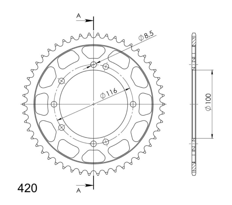 Couronne acier Kawasaki KX85 (2001-2023) – Supersprox JTR461-50
