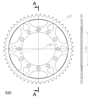 Couronne acier Yamaha WR250 F 2005-2006 – Supersprox RFE-245/2:52-BLK #50-32001-52L