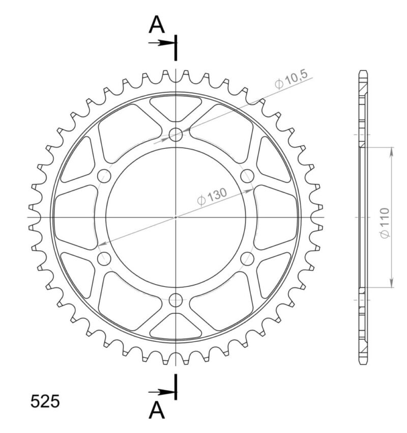 Couronne acier 44 dents pour Suzuki GSX-S 1000 / 950 / KATANA (2015-2023) – Supersprox RFE-480:44-BLK