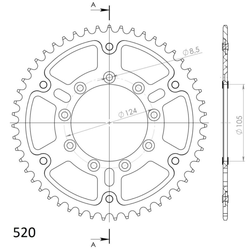 Couronne 51 dents Supersprox SPX STEALTH 151:51-BLEU – Aluminium/Acier – Haute performance
