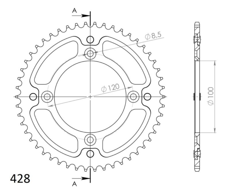 Couronne 51 dents Yamaha YZ85 LW 2019-2024 – Supersprox SPX Stealth 998:51 BLEU