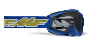 Masque moto cross POWERBOMB Rocket Deep Navy Gold - Ecran Transparent - FMF