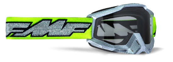 Masque moto cross POWERBOMB Rocket Silver Lime - Ecran Transparent - FMF