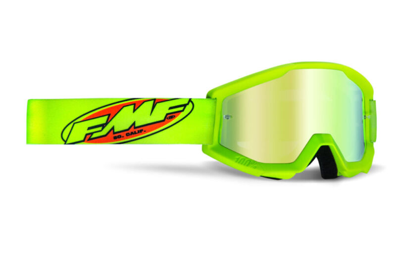 Masque moto cross POWERCORE Core Yellow - Ecran Miroir Gold  - FMF