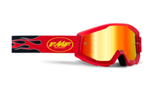 Masque moto cross POWERCORE Flame Red - Ecran Miroir Red  - FMF
