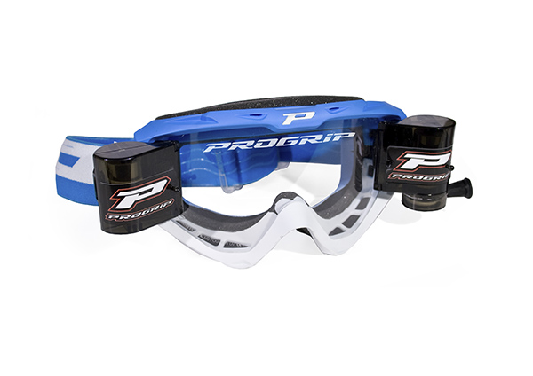 Masque moto cross RIOT Roll-Off 3450 Bleu Clair/Blanc  - Progrip