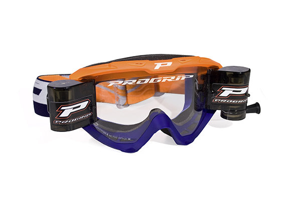 Masque moto cross RIOT Roll-Off 3450 Orange Fluo/Bleu - Progrip