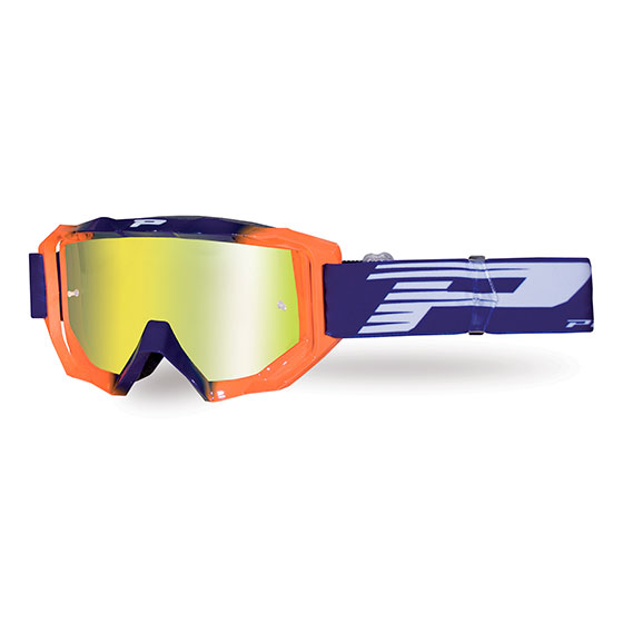 Masque moto cross VENOM Mirror Two 3200 Bleu/Orange Fluo - Progrip