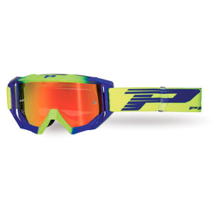 Masque moto cross VENOM Mirror Two 3200 Jaune Fluo/Bleu Electrique - Progrip