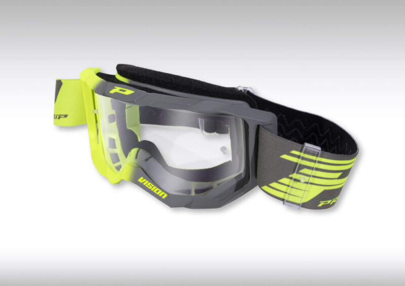 Masque moto cross VISION Base 3300 Jaune Fluo/Gris - Progrip