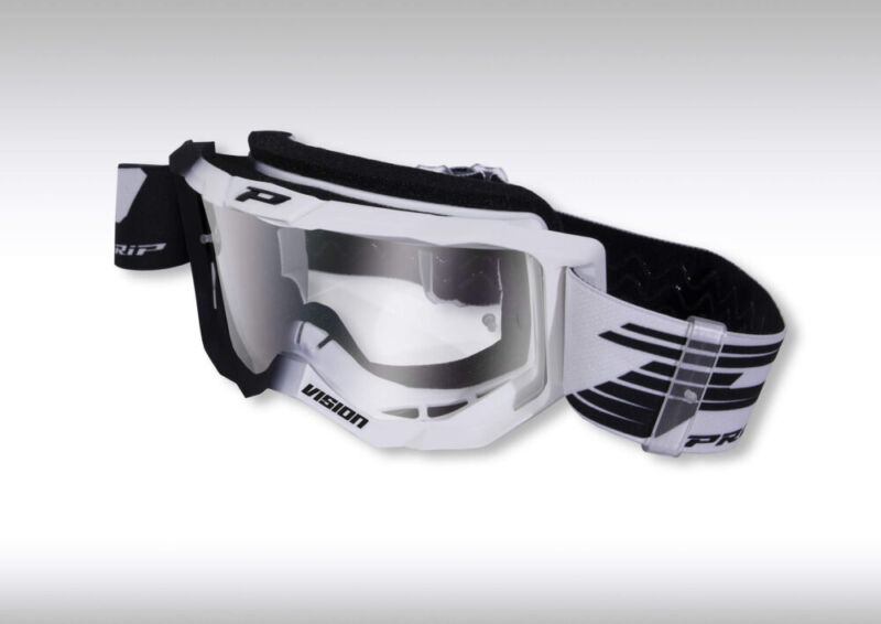 Masque moto cross VISION Base 3300 Noir/Blanc - Progrip