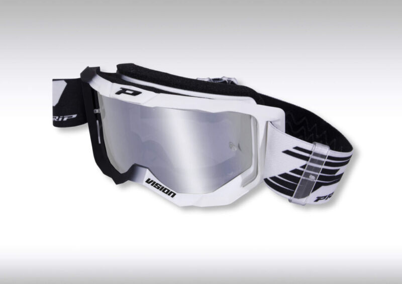 Masque moto cross VISION Mirror Two 3300 Noir/Blanc - Progrip