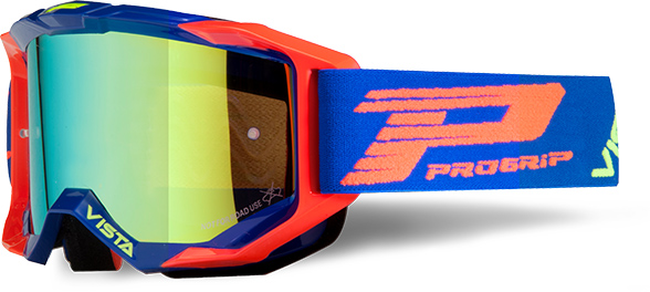 Masque moto cross VISTA Mirror 3303 Bleu/Orange Fluo - Progrip