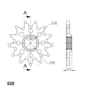 Pignon sortie de boîte Kawasaki KX250 F (2006–2024) – 13 dents Pas 520 – Supersprox PE31113